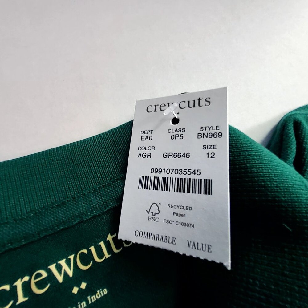 Crewcuts Kids Polo Shirt Green Size 12 Short Sleeve Button Collar Made In India - Picture 6 of 10